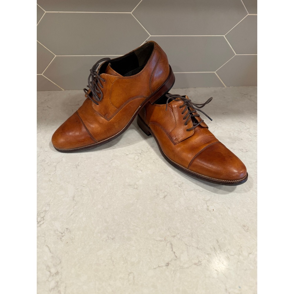 Cole Haan Mens C24120 British Tan Leather Cap Toe Oxford Dress Shoes Size 8 M